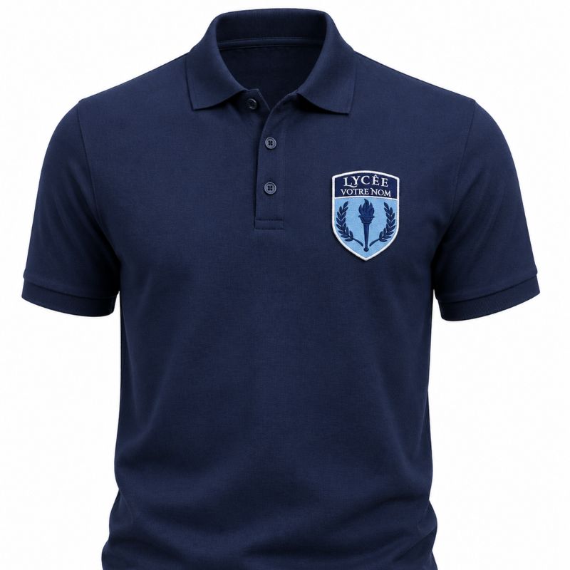 Embroidered school polo with crest on chest